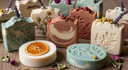 Assortment of handmade soaps