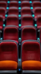 Fototapeta premium Empty cinema seats in a modern theater design.
