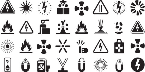 Workplace Safety & Hazard Labels &ndash; 40 Glyph Pictogram Icons