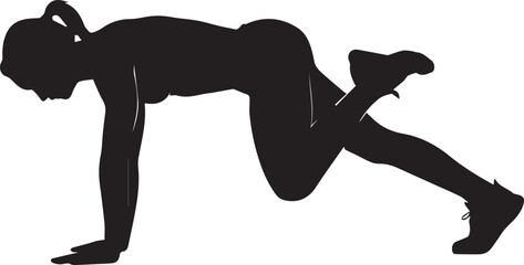Silhouette of a fit woman performing a dynamic core strength exercise in a gym