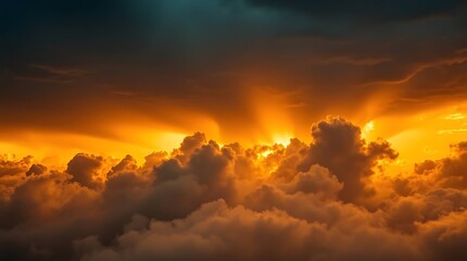 Naklejka premium Dramatic sunset through clouds