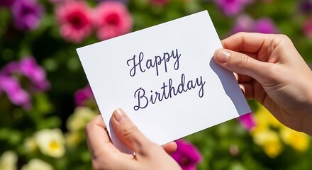 Happy Birthday Card with Flowers Background.