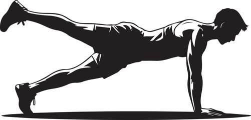 Silhouette of athletic man performing leg lift exercise for core strength and fitness