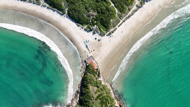 Cabo Frio Praia das Conchas Beach 4k Drone footage of realxing beach and sea cliffs