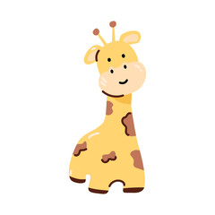 A cute little giraffe. white background.