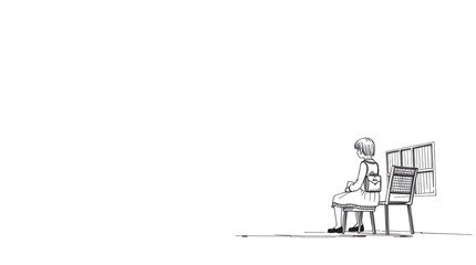 Girl sitting on chair outdoors