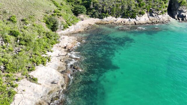 Cabo Frio Praia das Conchas Beach 4k Drone footage of realxing beach and sea cliffs