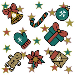 Christmas Holiday Ornament Icon Set