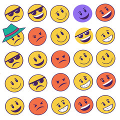 Obraz premium Collection of diverse emoji faces with various expressions and emotions