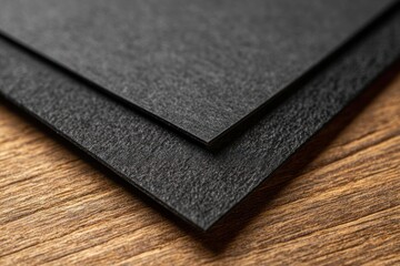 Close-up of black textured paper, overlapping