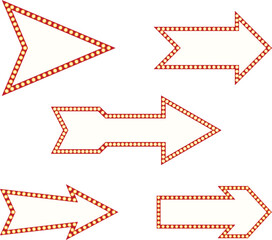 Arrow Sign With Light Bulbs. Retro Theater Marquee Sign with Lights.