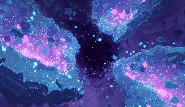 Abstract digital artwork of vibrant crystalline structures