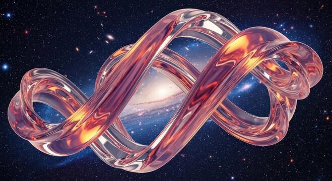 Abstract cosmic infinity symbol in a vibrant galaxy