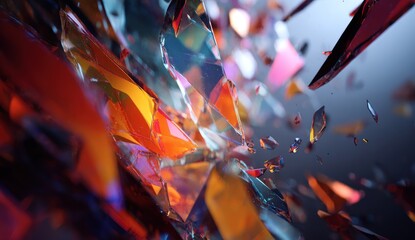 Abstract shattered glass shards in vibrant colors