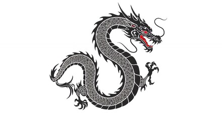 Obraz premium Stylized dragon illustration isolated on white background for creative design projects