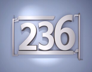 Three-dimensional number 236 in a light gray frame