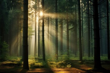 Obraz premium Forest sunlight landscape woodland.