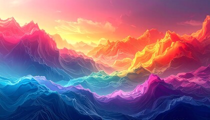 Colorful mountain range landscape (3)