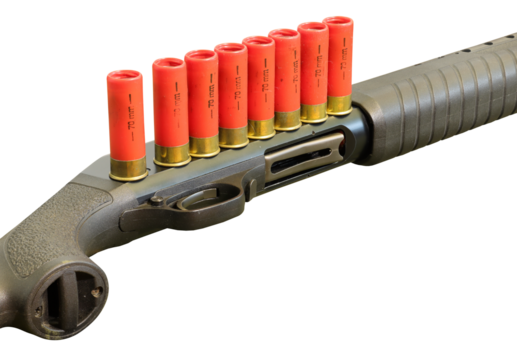 shotgun and ammo close-up isolated on transparent background