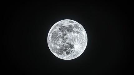 Obraz premium Ethereal Full Moon against Starry Night Sky, Mobile Phone Capture Revealing Lunar Texture