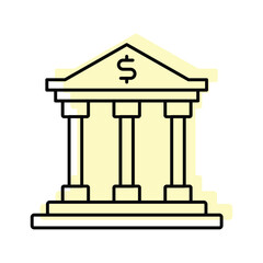 Bank  color shadow thinline icon , vector, pixel perfect, illustrator file 
