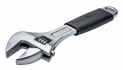 Obraz premium Heavy duty adjustable wrench with solid grip essential construction hand tool isolated on white background 