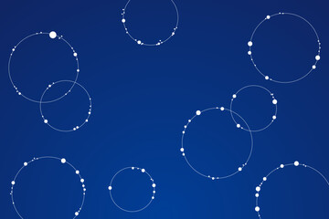 bstract glowing rings of light on blue background｜Light rings, glowing circles, abstract design, futuristic pattern, digital background, vector, science, space, technology, minimal style