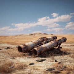 Weathered artillery piece showcasing rust and historical significance.
