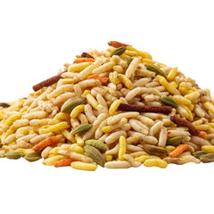 Close up of puffed rice mixture namkeen snack food savory indian cuisine isolated on transparent background