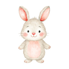 Cute Watercolor Bunny Rabbit Character Illustration
