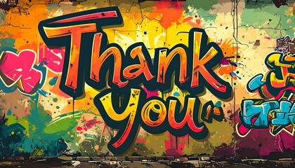 Graffiti thank you message on a wall