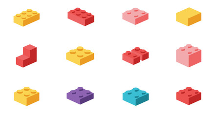 Fototapeta premium Colorful building blocks pattern in 3d isometric design