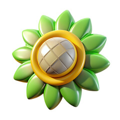 3D Render of a Stylized Sunflower with Glossy