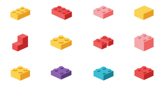 Colorful building blocks pattern in 3d isometric design