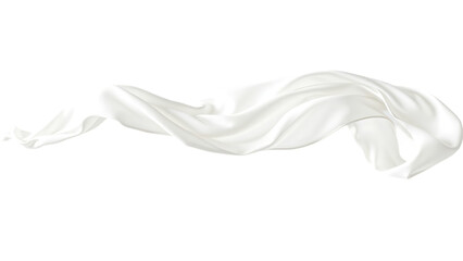 Fototapeta na wymiar Flying white silk fabric Cutout on transparent background isolated on white background
