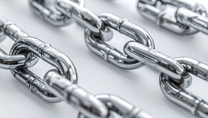 Obraz premium Close-up of polished metal chains
