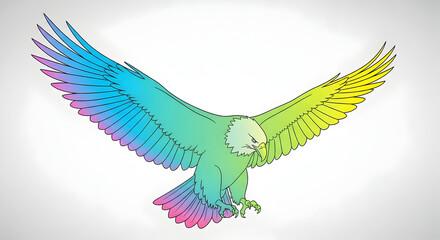 Obraz premium Colorful Eagle with Spread Wings on White Background