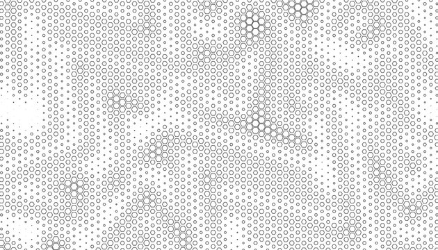 Black and white abstract halftone pattern with hexagon shape for sporty and modern background. Vector Format Illustration 