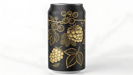 black craft beer can with gold blackberry