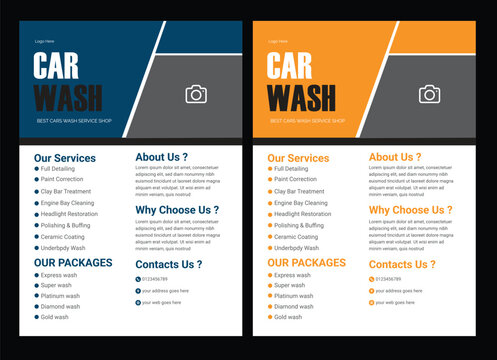 Car Wash Flyer, Car Cleaning Service Banner vector layout design for car wash service flyer template  Creative Car Wash Flyer set, Abstract design carwash flyer bundle 