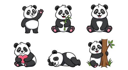 Cute cartoon panda collection