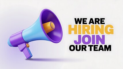 Dynamic megaphone announces hiring opportunity, Join Our Team, seeking talented professionals for exciting career prospects in a modern environment