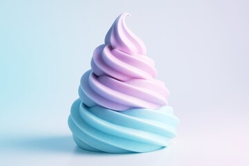 Abstract pastel swirl resembling soft serve ice cream with pink and blue tones on a light background, creative dessert concept design. Ai generative
