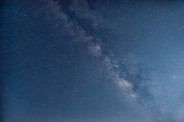 Brilliant Milky Way Galaxy Band Across Deep Blue Starry Night Sky - Celestial Astrophotography Background