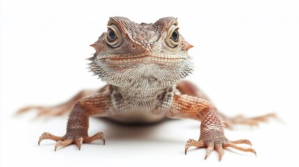 Obraz premium Captivating bearded dragon portrait on white