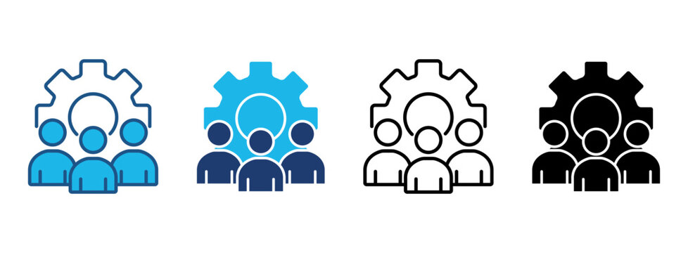 Teamwork Icon Set With Multiple Styles. Vector Illustration