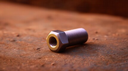 Close-Up of Metal Hex Socket Turning Key on Rusty Surface