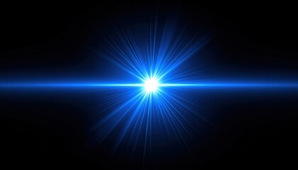 Obraz premium Realistic Blue Lens Flare Glow Light on Black