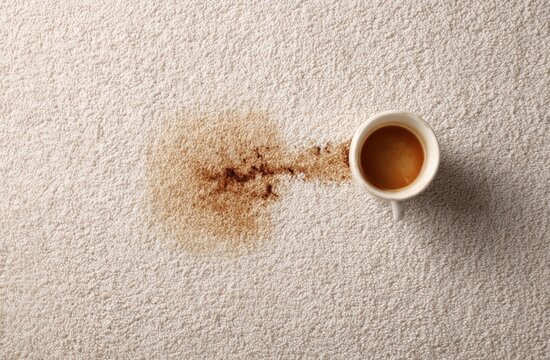 Coffee stain on beige carpet