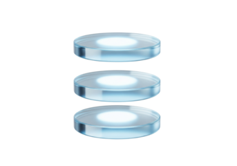 Minimalist Stack of Glowing Database Discs Isolated on White

